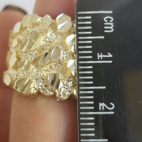 Pre-owned Handmade Big Men's 10k Yellow Gold Nugget Ring Size 9 10 11 12 In White