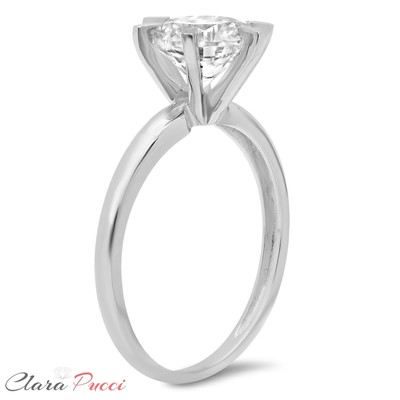 Pre-owned Pucci 3ct Round Synthetic Moissanite Engagement Wedding Promise Ring 14k White Gold In White/colorless