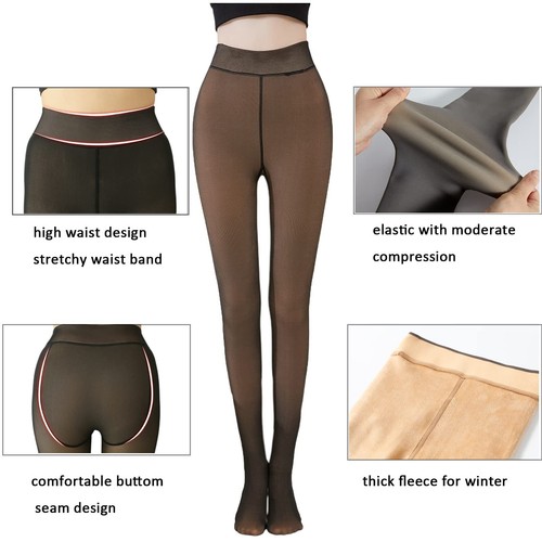 Thick Warm Winter Double Lined Stretch Womens Thermal Fleece Tights Pantyhose US