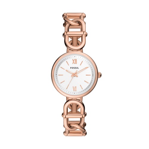 Женские часы Fossil - Carlie с фирменной цепочкой, розовое золото