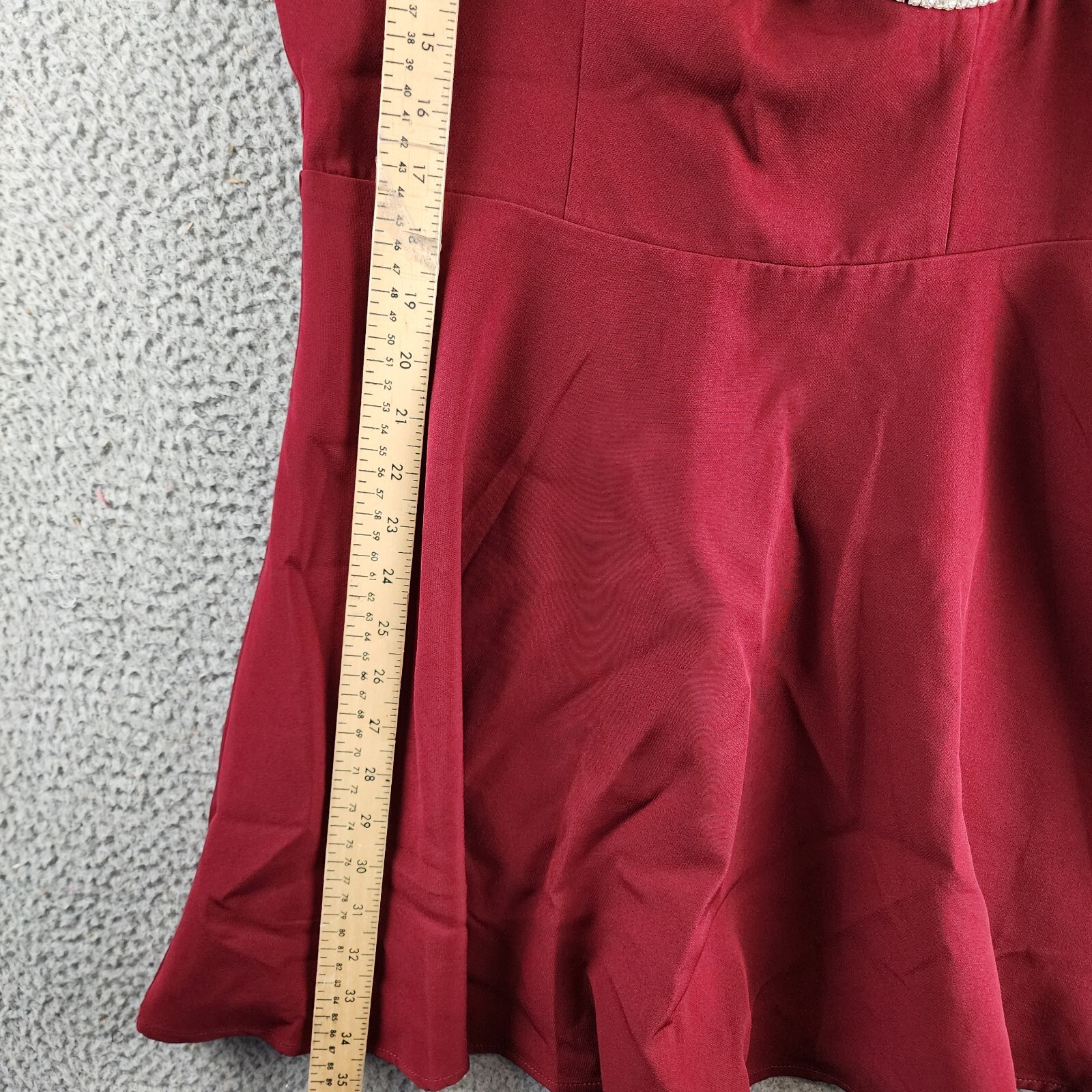 Aqua Crystal Trim Mini Dress Women's Large Wine Sweetheart Neck - Picture 11 of 14