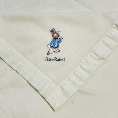 Peter Rabbit Beatrix Potter Quiltex Bunny Baby Blanket 30 x 39  Vtg Union Made