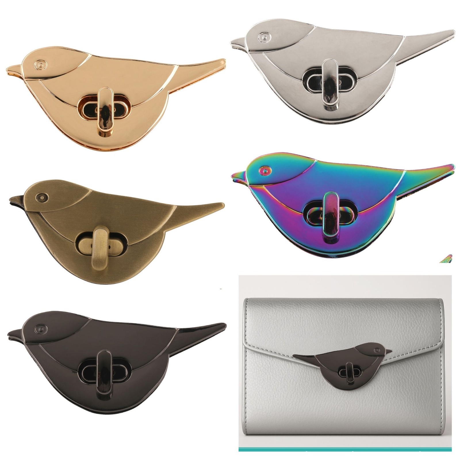 1pc Bird Shape Twist Lock Buckle Clasp Metal Turn Lock for DIY Purse Handbag Bag