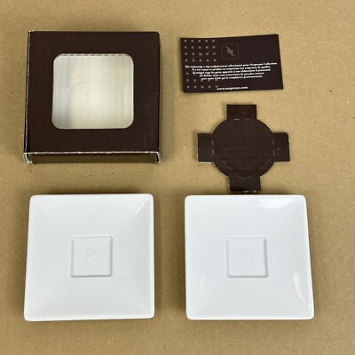 Lot of 2 Nespresso Square Saucers Plates Made in Germany 4-3/8''