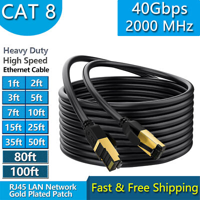Cat 8 Ethernet RJ45 LAN Cable Super Speed 40Gbps Patch Network Gold Plated lot