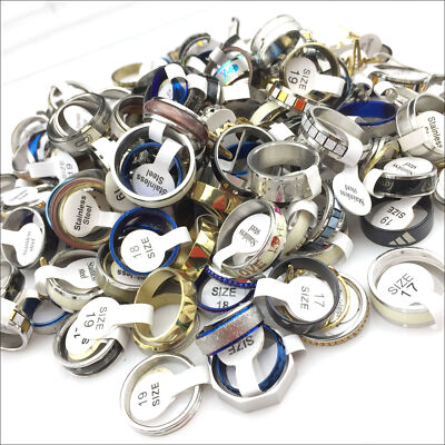 Wholesale 100 Mixed Stainless Steel Rings Bulk Finger Jewelry Lots Women Men US