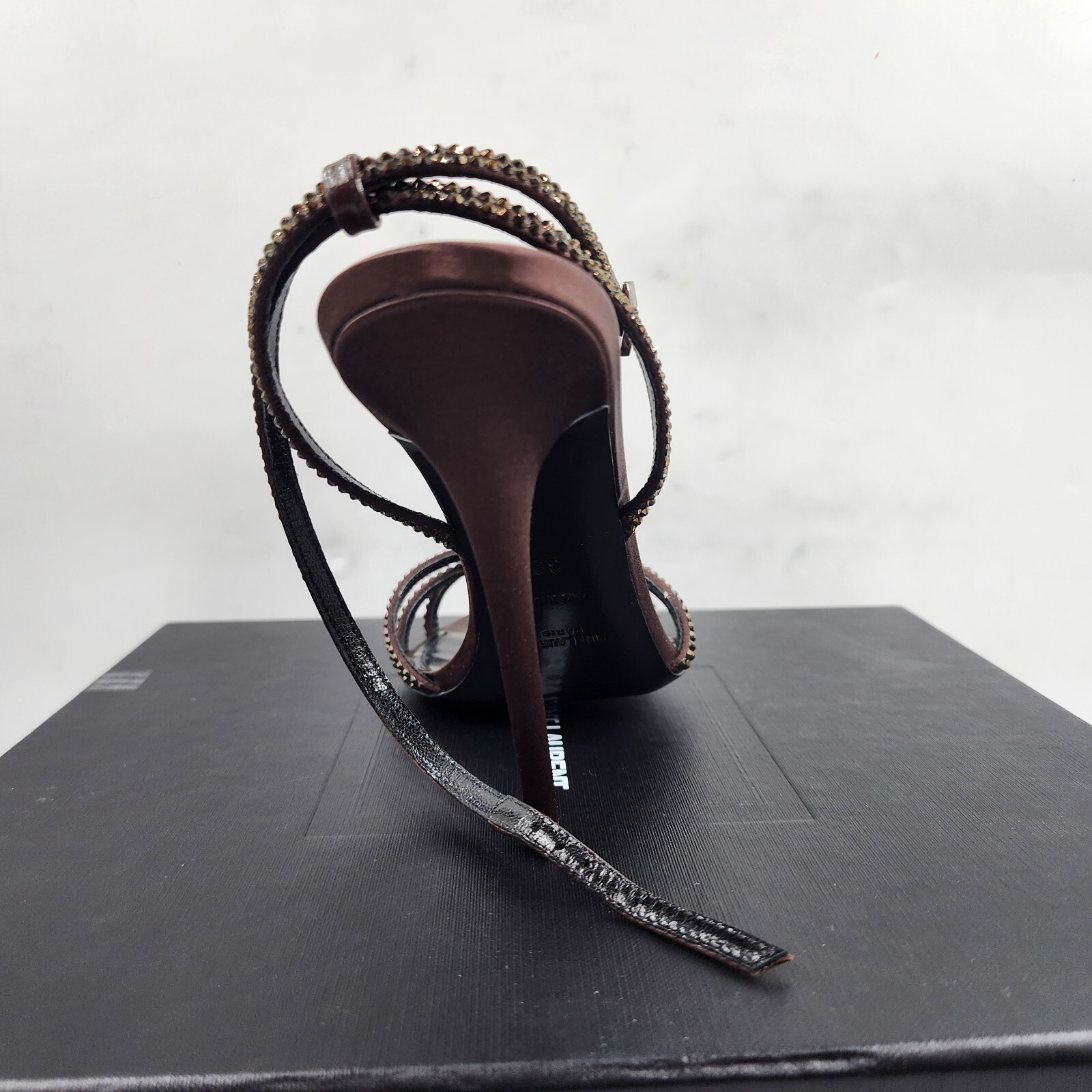 Saint Laurent Ava Embellished High Heel Sandals Women's 39/9 US Chocolate - Picture 15 of 19