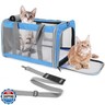 TIYOLAT Pet Carrier for Large Cats of 20 Lbs, Collapsible Carrier Bag for Big Cat or 2 Kittens,Soft Sided Puppy Carrier with Sturdy Travel Transport Strap, Adequate Ventilation, 4 Mesh Windows (Blue)
