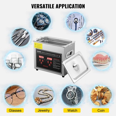 VEVOR 3L Ultrasonic Cleaner with Timer Heating Machine Digital Sonic Cleaner