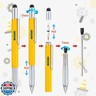 4 Pack Multitool Pen with Extra Refills Set, 6 in 1 Multitool Pen with Ruler and Flat Screwdriver, Multifunctional Metal Ballpoint Pen, Cool Gadget for Men, Gift for Husband Dad Father Friend (Blue)
