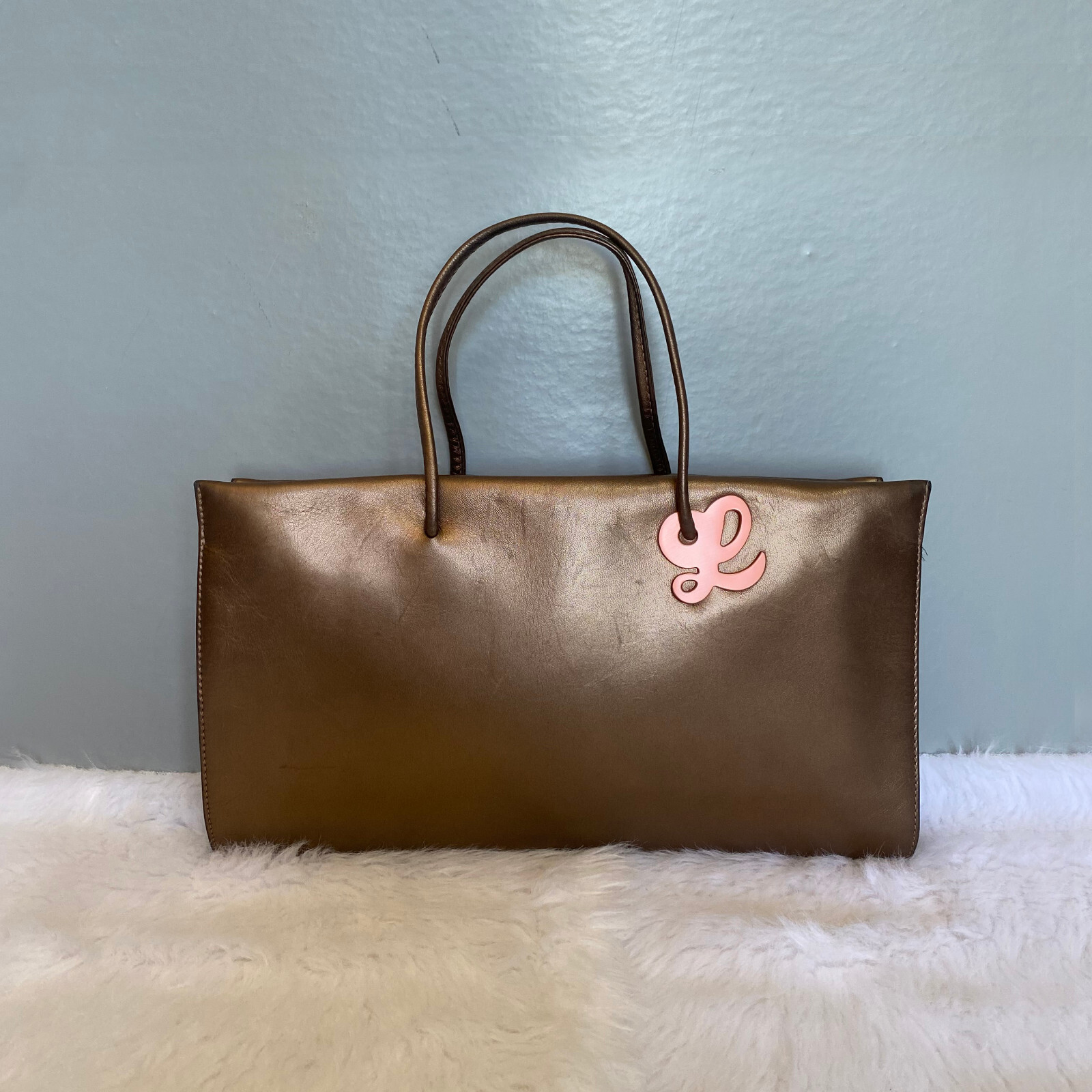 LOEWE ロエベ レザー製 バッグ シャンパンゴールド ヴィンテージ LOEWE ロエベ レザー製 バッグ シャンパンゴールド ヴィンテージ