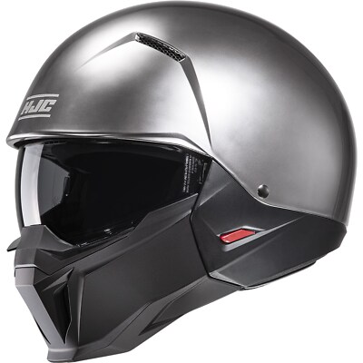 HJC i20 Solid Motorrad Helm Jethelm mit Sonnenblende Hyper silber