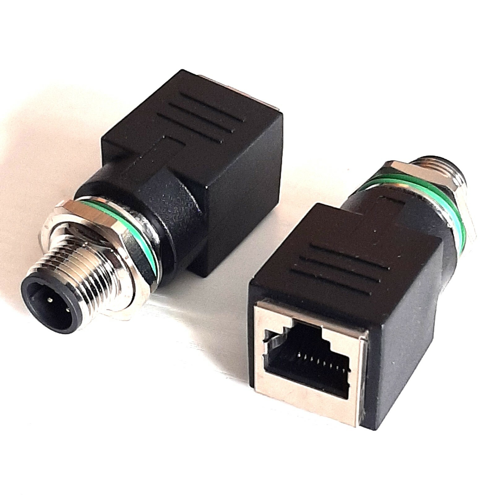 M12 to RJ45 ADAPTER, STRAIGHT, MOLDED TYPE, CODE D, RJ45 to