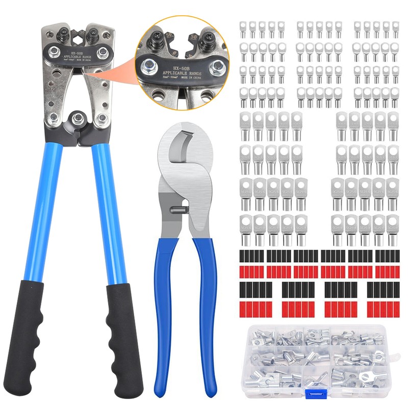 Crimpzange Kabelschuhe Set Hx-50b Presszange Quetschzange Kfz Werkzeug 6-50mmÂ²