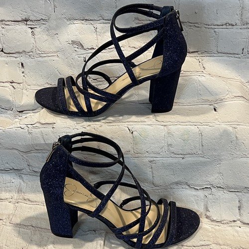 Jessica Simpson 7.5 Blue Stassey Strappy Block Heel Sandal Jessica Simpson 7.5 Blue Stassey Strappy Block Heel Sandal