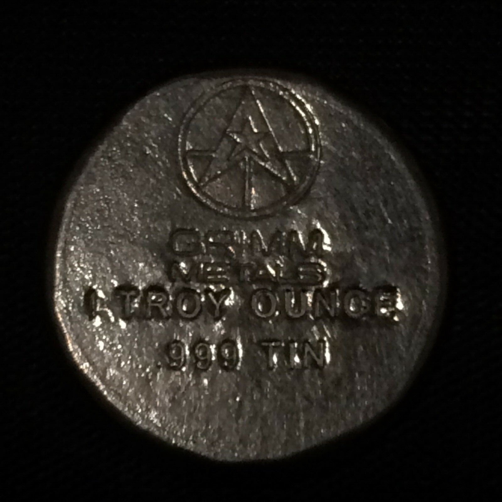 1 Troy Ounce .999 Fine Tin Buillion BUTTON/ ROUND HEMP LEAF DESIGN