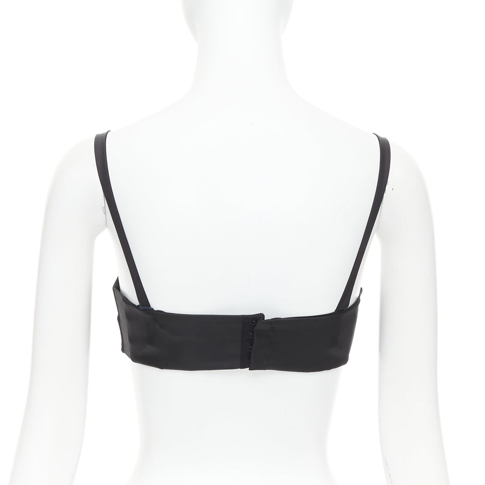 PRADA Re-Nylon black triangle logo cut out contour crop top