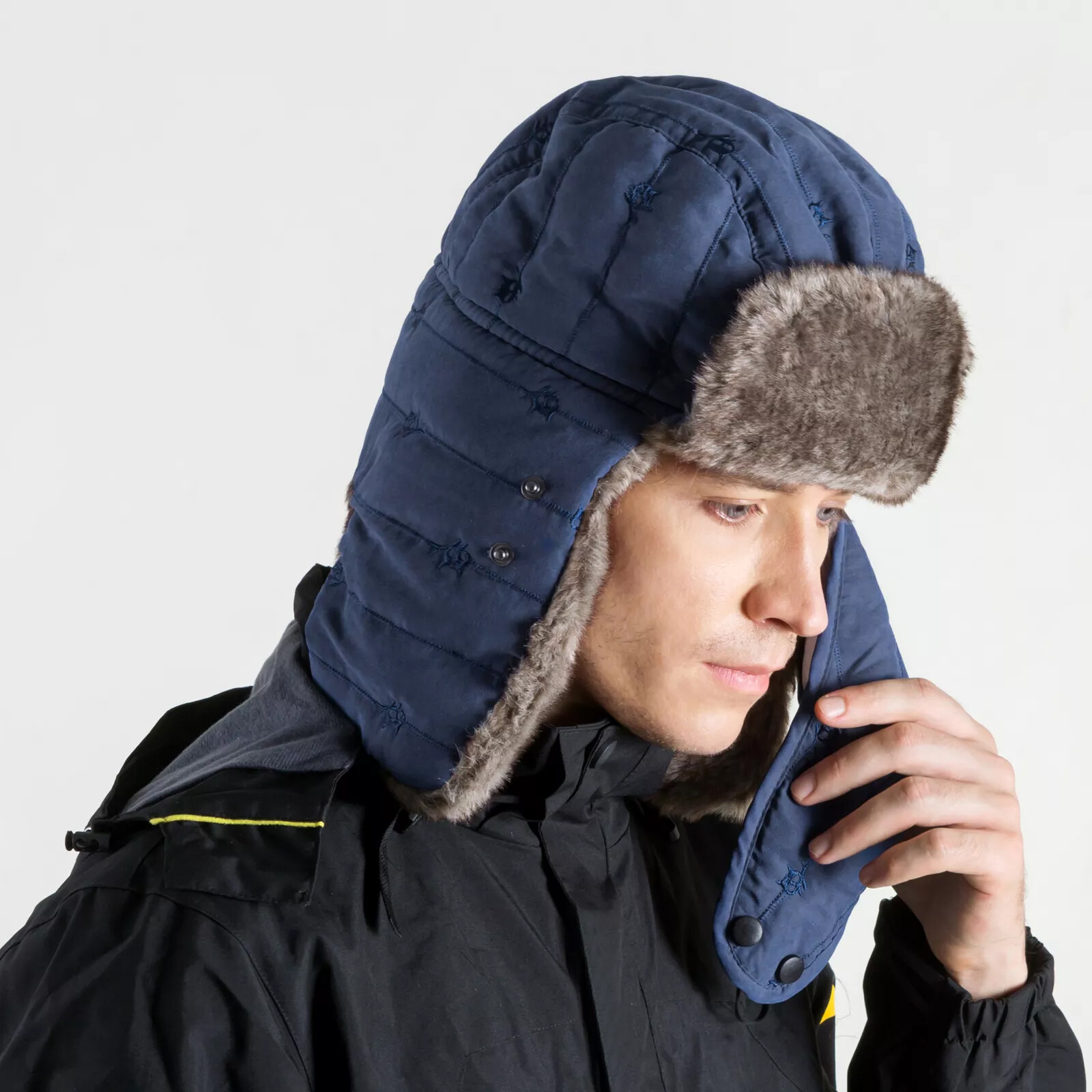 Winter Thermal Fur Lined Aviator Hat with Ear Flap Full Face Cover for Men Women