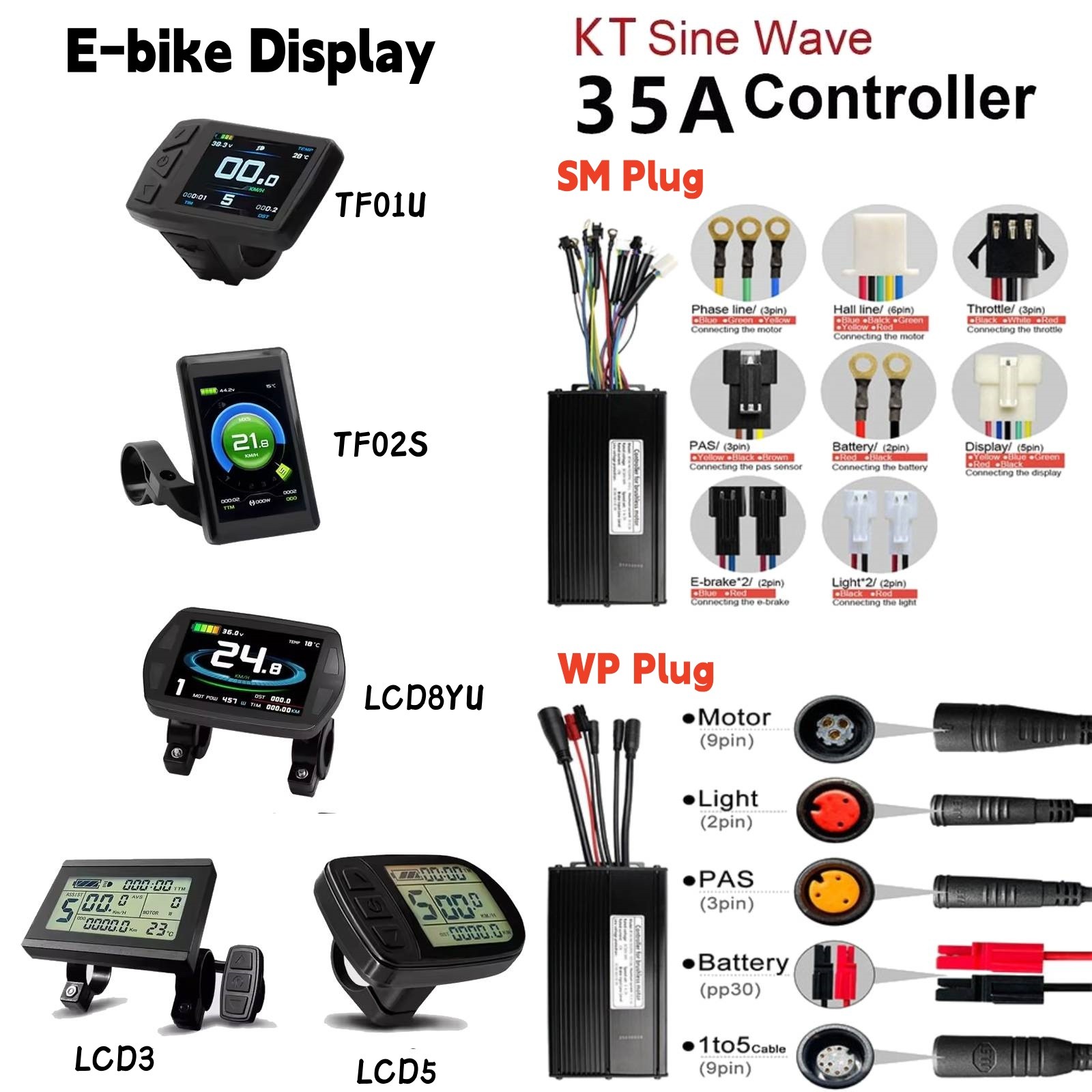 24V/36V/48V S861 LCD Ebike Display Dashboard Voor Elektrische Fiets Bldc Controller Control Panel 6pin