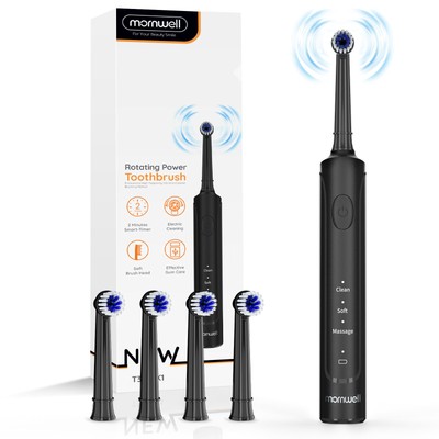 Mornwell Electric Sonic Toothbrush USB Ultrasonic Tooth 8 Brush Replacement Head