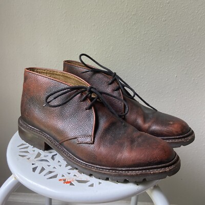 Frye Boots Mens Brown Leather James Lace Up Chukka Shearling Lined 7.5D $194