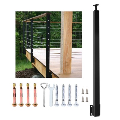 36''x2''x2'' Adjustable Top Side Mount Cable Railing Post DIY Post Without Hole