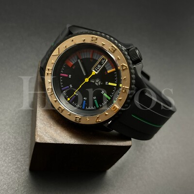 Custom Made Mods Watch SKX Style NH36 Auto Movement Rose YM 12H RB Hours BLK/GN
