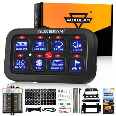 AUXBEAM Blue 8 Gang Switch Panel Circuit Control Relay System Box Auto Dimmable