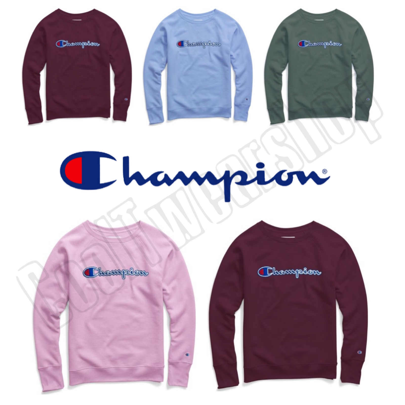 women's champion applique fleece crewneck sweatshirt