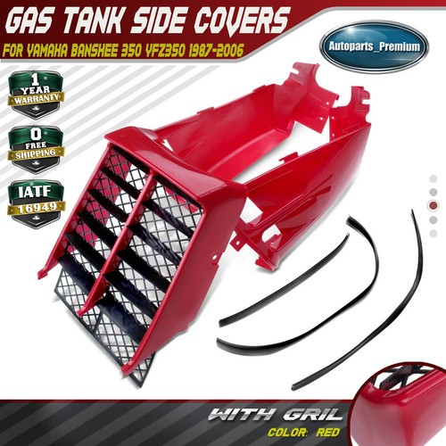 Plastic Gas Tank Side Covers with Grill for Yamaha Banshee 350 YFZ350 87-06 Red