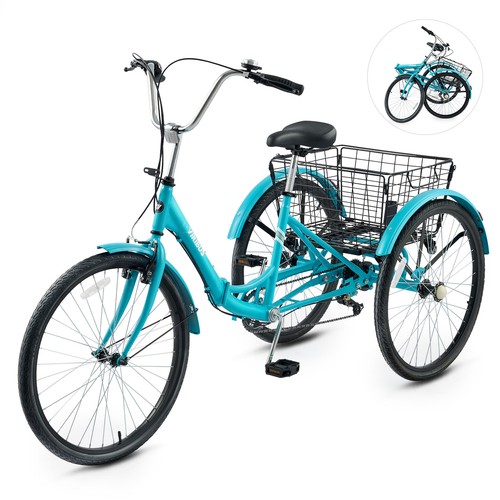 Secondhand 26 Inch Folding Adult Tricycle 7 Speed 3 Wheel Bi
