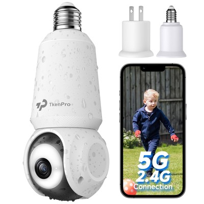 2K Light Bulb Security Cameras Wireless Outdoor, 5G&2.4G WiFi Cameras for Hom...