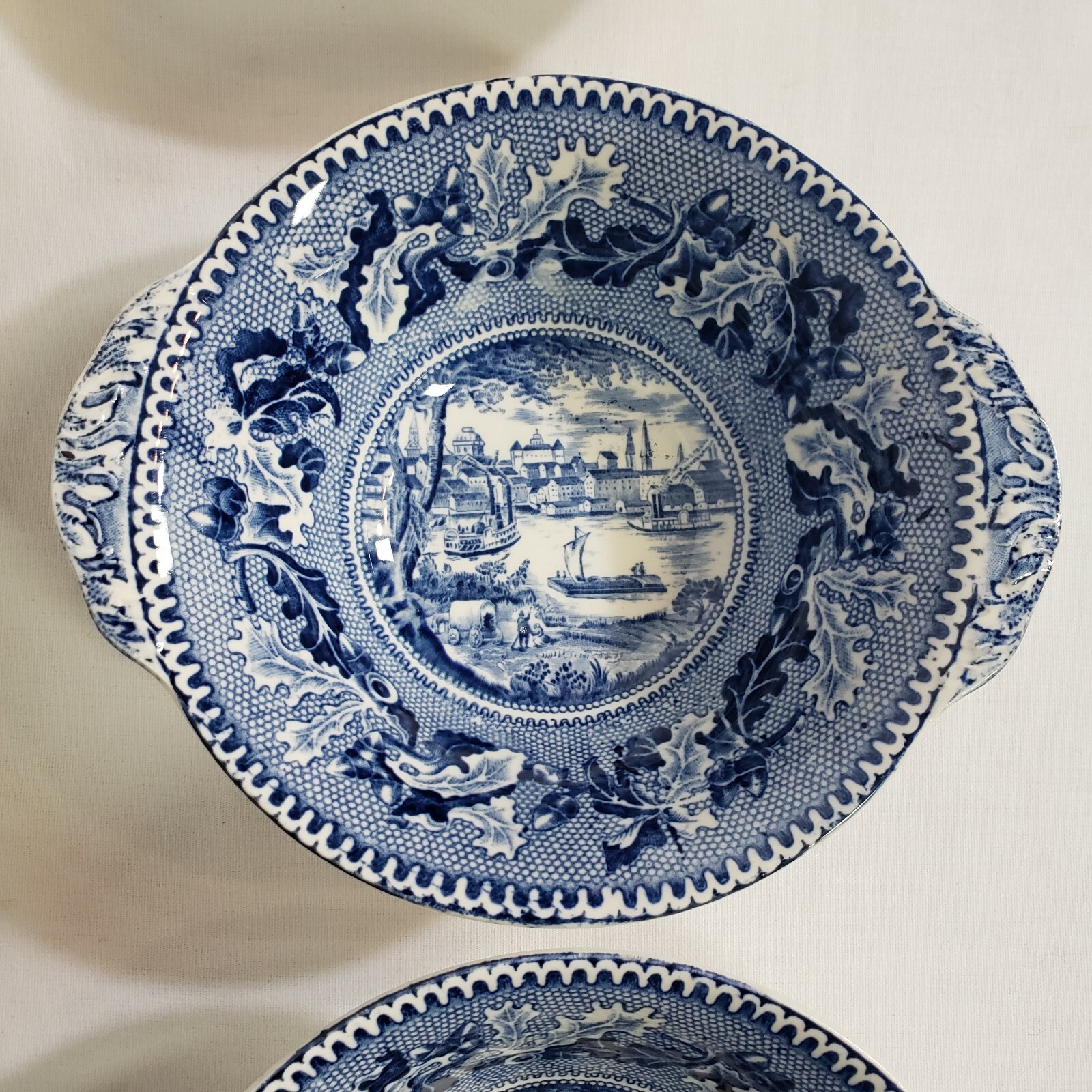 6 Johnson Bros Blue Historic America St. Louis Missouri Lugged Cereal Bowl 7