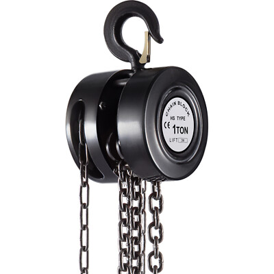 VEVOR Chain Hoist Chain Block 1 Ton Capacity 10 FT Lift Steel Construction Black