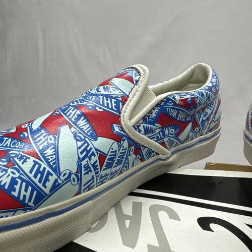 Pre-owned Vans Marc By Marc Jacobs X  Slip On Logo Skate Shoe Sneakers Sz 12 Us Blue Red