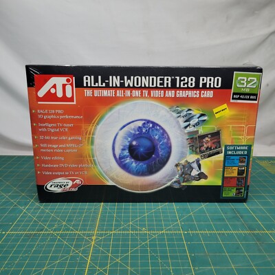 ATI All-In-Wonder 128 PRO 2X/4X AGP, 32mb with TV Out  Computer Video Card NIP