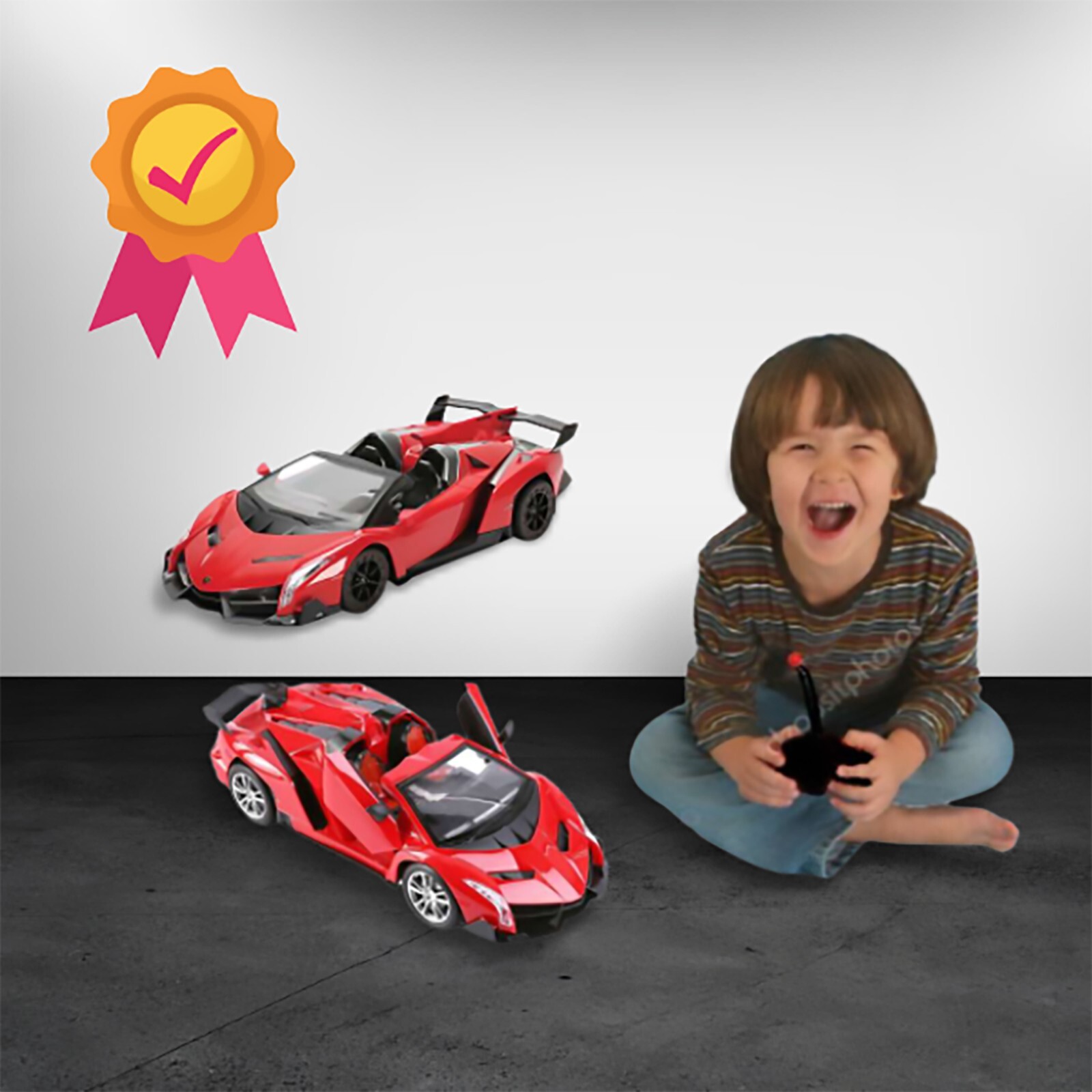Remote Control Battery Operated Lamborghini Sports Toy Car for Boys 1/14 - Red