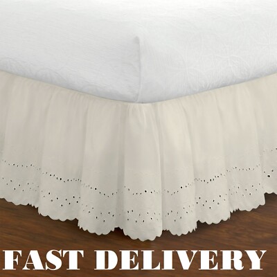 Fresh Ideas Eyelet Bed Skirt Dust Ruffle Embroidered Assorted Sizes , Colors