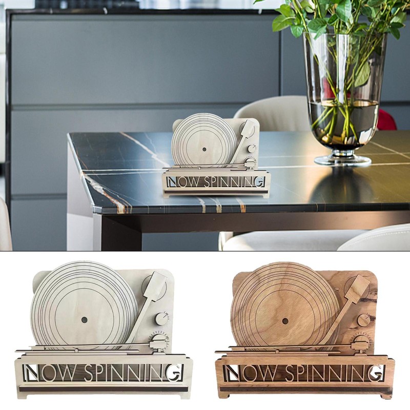 Now Spinning Album Stand Playing Vinyl Record Display Wooden Storage Holder