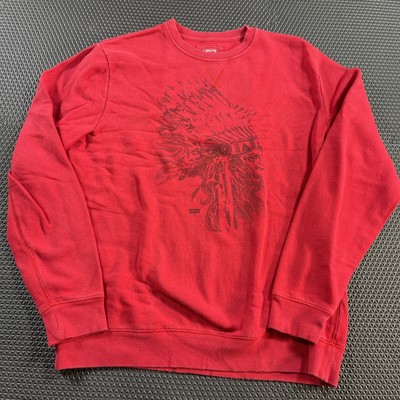 Rare Levis Indian Logo Classic Red Pullover Sweatshirt Men s Size L