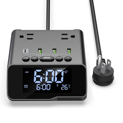 With Usb Charger Power Strip, 6ft Power Cord Alarm Clo...