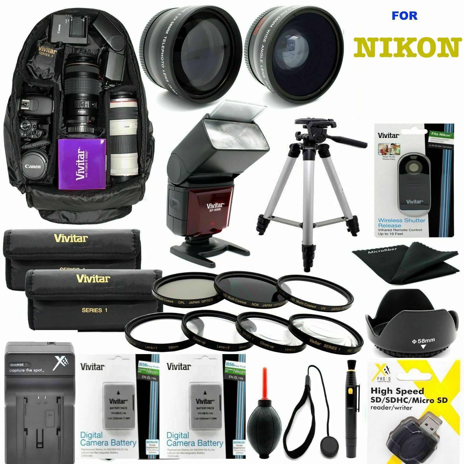 Nikon D3100 DSLR CAMERA FULL 52MM HD ACCESSORY KIT LENSES FLASH BACKPACK TRIPOD | eBay Nikon D3100 DSLR CAMERA FULL 52MM HD ACCESSORY KIT LENSES FLASH BACKPACK TRIPOD | eBay