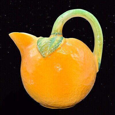 Vintage Figural Orange Pumpkin Gourd Water Pitcher Vase Italy by Anoora 5.5”T 7”