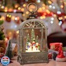 LSISOVO Christmas Snow Globe Lantern,Christmas Decorations Indoor for Home,with 6 Hour Timer Musical Snow Globes,Battery Or USB Powered Swirling Glitter Lantern Christmas Decor Gifts,Snowman Family
