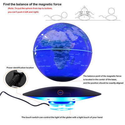 6'' Floating Globe Magnetic Levitation World Map w/ RGB Light Home & Office Decor