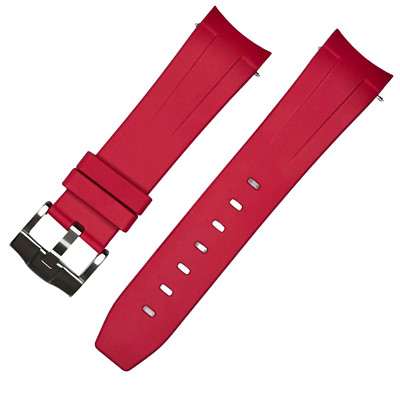 22MM Green FKM Rubber Strap for Seiko SKX/SRPD/5KX with Silver Hardware