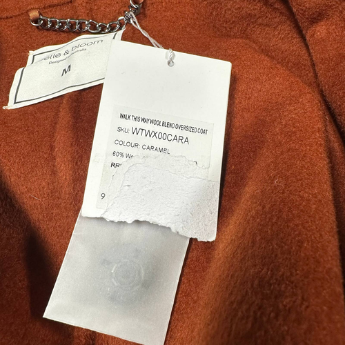 Pre-owned Belle & Bloom Walk This Way Wool Blend Oversized Coat Caramel Size Medium In Brown