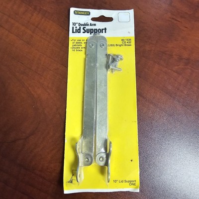 Rare Vintage Stanley 10'' Double Arm Lid Support NOS NEW Brass Plated Chest Hinge
