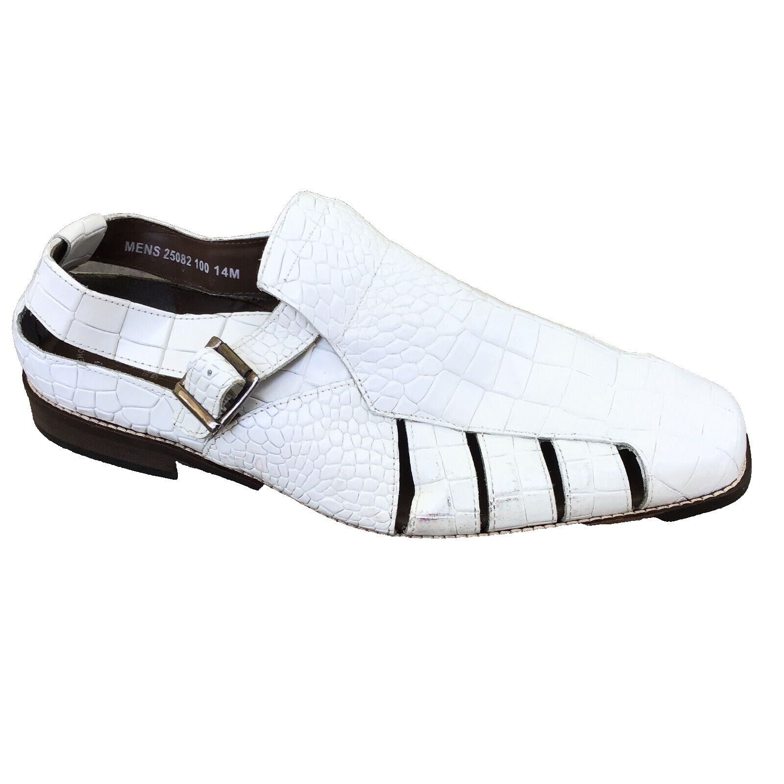 Stacy Adams Mens White Crocodile Print Leather Sandals Shoes Sz 14m  Fisherman | eBay