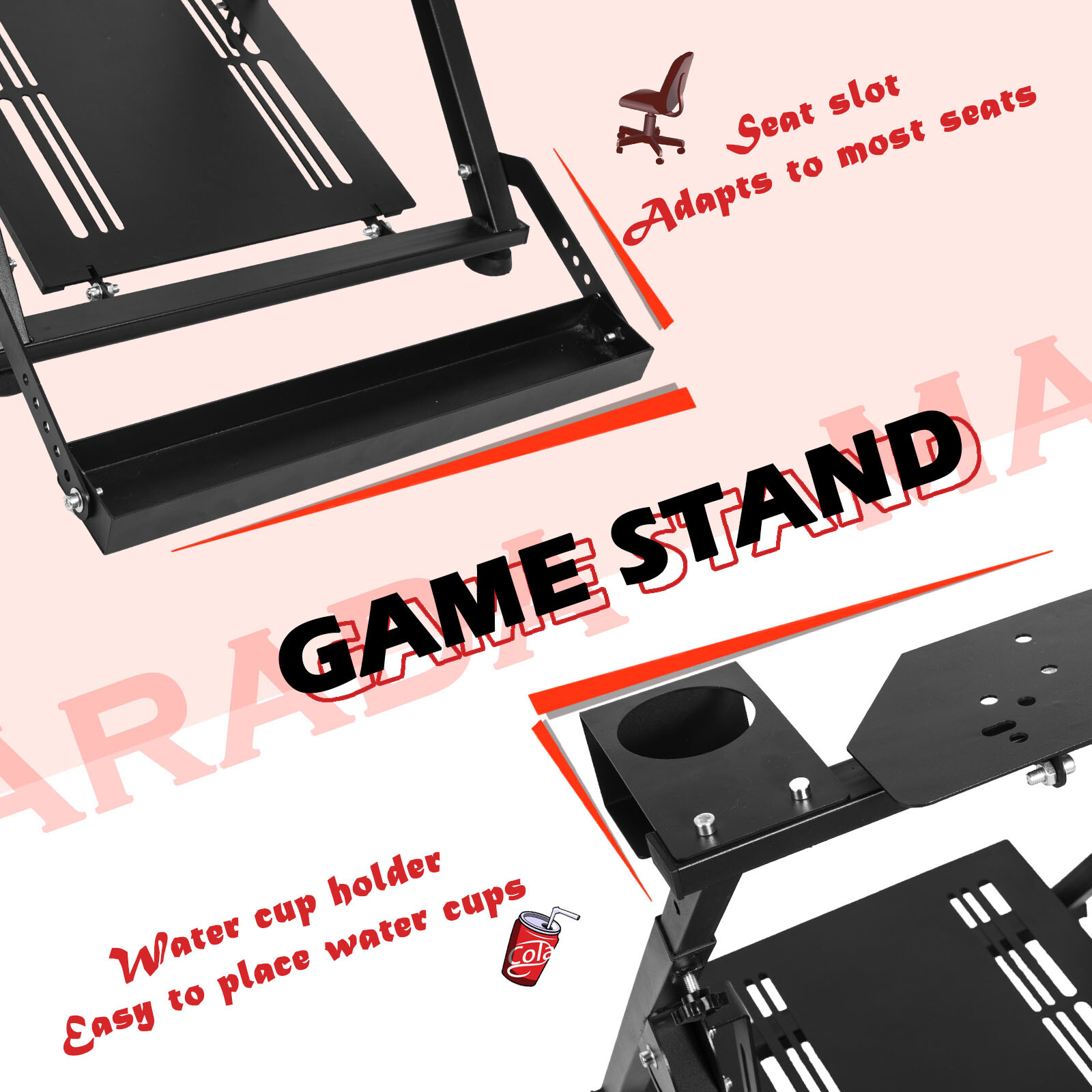 Marada Racing Wheel Stand "X" FRAME Fit Logitech G25 G27 G29 G920 Thrustmaster 